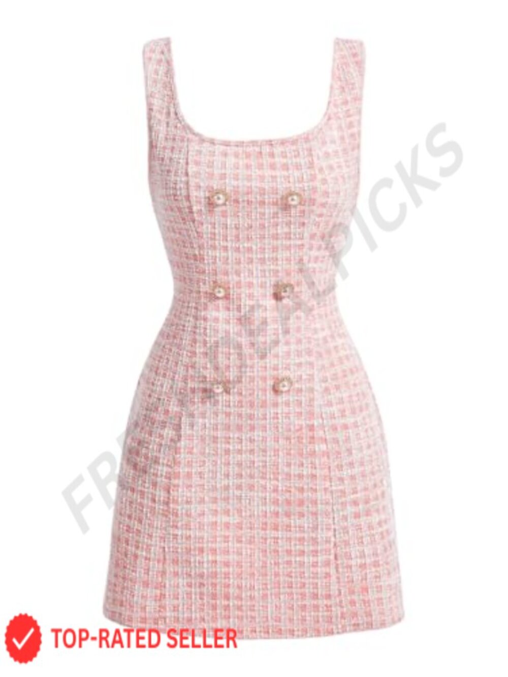 Sleeveless Plaid Tweed Mini Dress Square Neck Business Work Wear